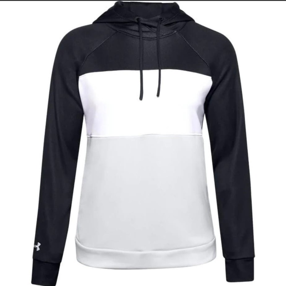 Under Armour Women's Color Block Black Terry Fleece Hoodie Med NWT